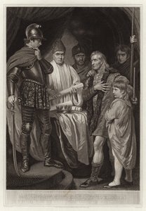 Baliol remettant sa couronne à Édouard Ier - English School