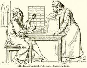 Bas-relief sur le monument de Gutenberg : Examen d
