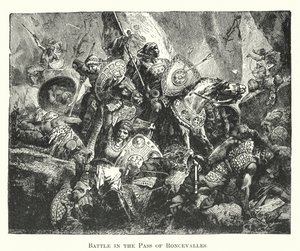 Bataille au col de Roncevalles (gravure) - English School