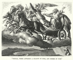 "Voici, il apparut un char de feu, et des chevaux de feu" (gravure) - English School