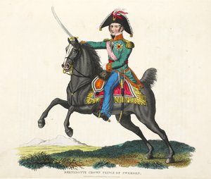 Bernadotte, Prince héritier de Suède, publié par Richard Evans, gravé par Romney, illustration de An Historical Account of the Battle of Waterloo par William Mudford, 1816