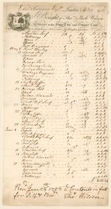 Facture pour des marchandises achetées chez Thomas & Nicholas Wilson, épiciers - English School