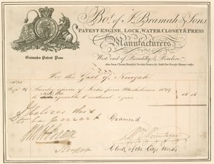 Facture pour réparations des serrures à la prison de Newgate. Signée par le gardien - English School