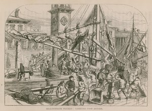 Marché de Billingsgate, débarquement de poissons - English School