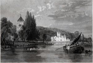 Abbaye de Bisham (gravure, vers 1850) - English School