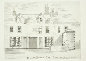 Black Horse Inn, Newcastle upon Tyne (encre (lavis) et plume et encre sur papier) - English School