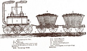 Locomotive à crémaillère de Blenkinsop, vers 1814 (gravure) - English School