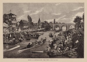 Canotage à Joinville-Le-Pont, près de Paris (gravure) - English School