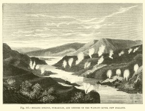 Sources bouillonnantes, fumerolles et geysers sur la rivière Waikato, Nouvelle-Zélande