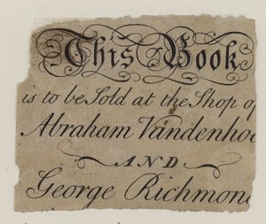 Libraires, Abraham Vandenhoeck et George Richmond
