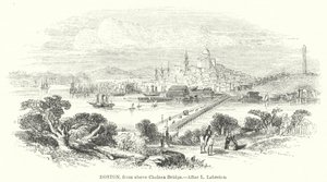 Boston, vue du pont de Chelsea (gravure)