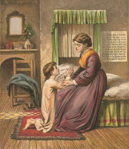 Garçon priant avec sa mère