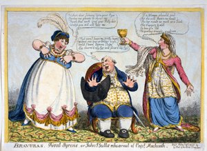 Bravuras, Rival Syrens ou la répétition de John Bull de Capt. Macheath, pub. 1807 (gravure en couleur)