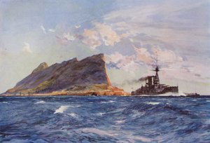 Cuirassé britannique au large de Gibraltar - English School