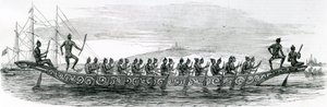 Bateau de guerre birman, tiré du London Illustrated News, 1852 - English School