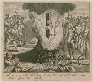 Brûlage des martyrs à Smithfield - English School