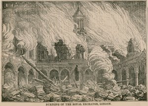 Incendie du Royal Exchange, Londres, dans la nuit du 10 janvier 1838 - English School
