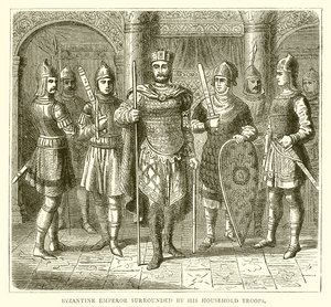 Empereur byzantin entouré de ses troupes domestiques