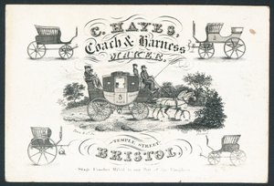 C Hayes, fabricant de voitures et harnais, carte de visite - English School
