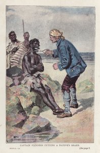Le capitaine Flinders coupant la barbe d