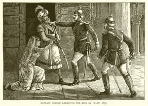 Le capitaine Hodson arrêtant le roi de Delhi, 1857 - English School