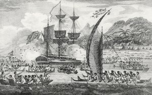 Le capitaine Wallis attaqué par les Indiens