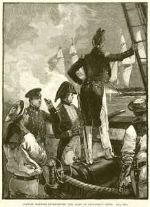 Le capitaine Walpole interceptant les navires du duc de Saldanha - English School