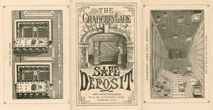 Carte publicitaire pour le Chancery Lane Safe Deposit, 61-62 Chancery Lane, Londres - English School