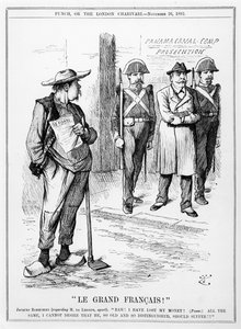 Caricature du Vicomte Ferdinand Marie de Lesseps du magazine Punch, Londres, 26 novembre 1892