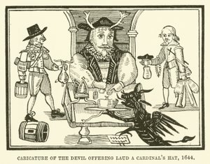 Caricature du diable offrant un chapeau de cardinal à Laud
