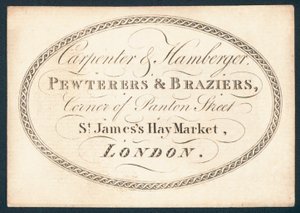Carte de visite de Carpenter et Hamberger