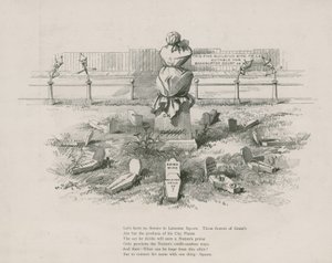 Caricature, satire sur Albert Grant, les tombes représentant ses spéculations douteuses - English School