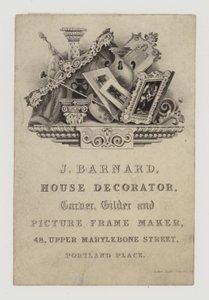Sculpteurs et doreurs, J Barnard, carte de visite - English School
