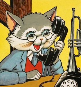 Chat répondant au téléphone