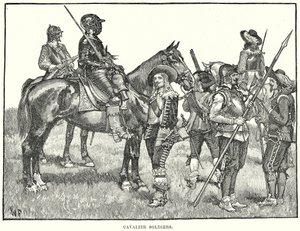 Soldats cavaliers (gravure) - English School