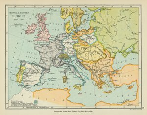 Europe centrale et occidentale (lithographie couleur) - English School