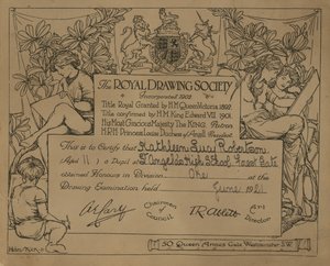 Certificat donné par la Royal Drawing Society - English School