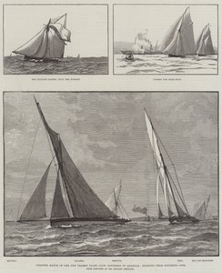 Match de la Manche du New Thames Yacht Club, Southend à Harwich, départ de la jetée de Southend (gravure) - English School