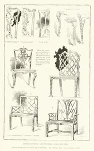 Dessins caractéristiques de chaises Chippendale - English School