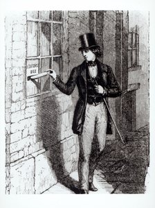 Charles Dickens (1812-70) soumettant ses histoires