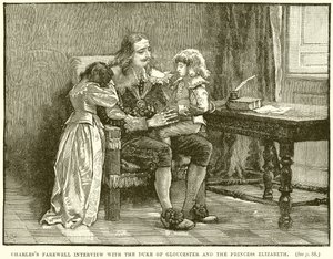 Adieux de Charles avec le duc de Gloucester et la princesse Élisabeth - English School