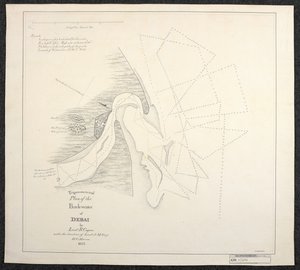 Carte de Dubaï en 1822 par les arpenteurs marins de la Compagnie anglaise des Indes orientales, intitulée Plan trigonométrique de l