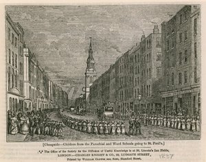 Cheapside - Enfants des écoles paroissiales et de quartier allant à St Pauls, 1837 - English School
