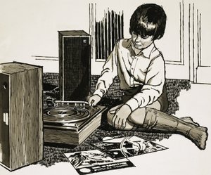 Enfant jouant avec un tourne-disque - English School