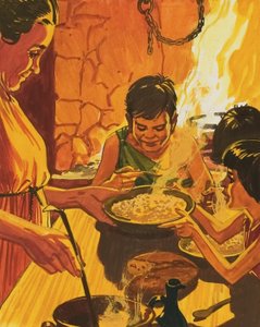 Enfants mangeant le dîner - English School