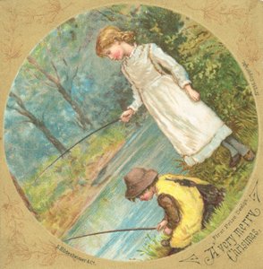 Enfants pêchant sur la rive