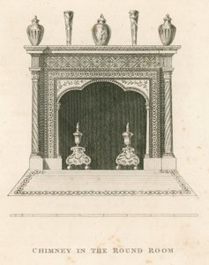 Cheminée dans la salle ronde, Strawberry Hill, Twickenham, Londres