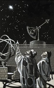 Astronomes chinois cherchant dans le ciel un signe - English School
