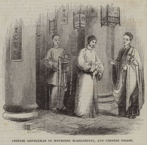 Gentleman chinois en habits de deuil et prêtre chinois - English School
