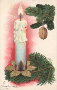 Carte de Noël avec une bougie de sapin de Noël - English School